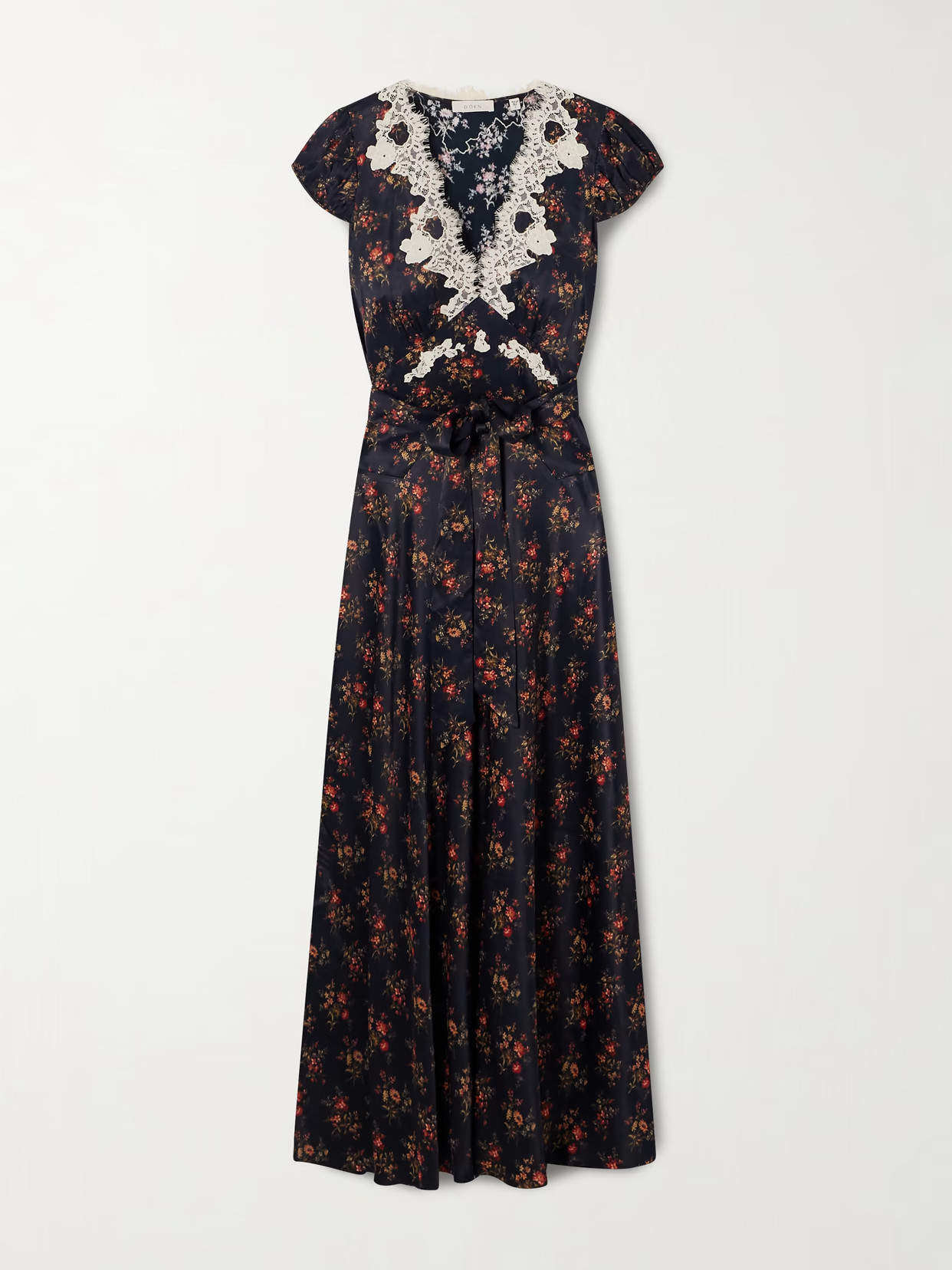 DÔEN - Coraline Floral-print Satin Midi Dress - Black | NET-A-PORTER (US)