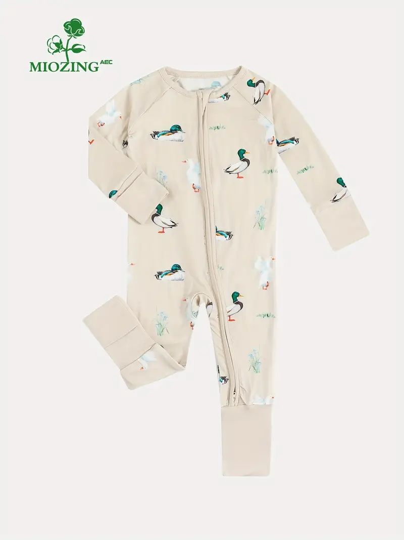 MIOZING Bamboo Fiber Bodysuit For Infants, Duck Goose Pattern Long Sleeve Onesie, Baby Girl's Clo... | Temu Affiliate Program