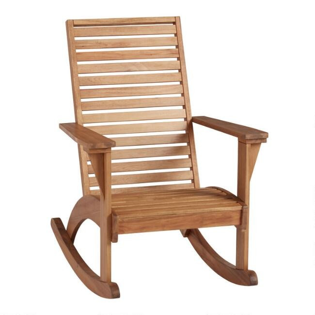 Natural Wood Kapari Outdoor Rocking Chair | World Market