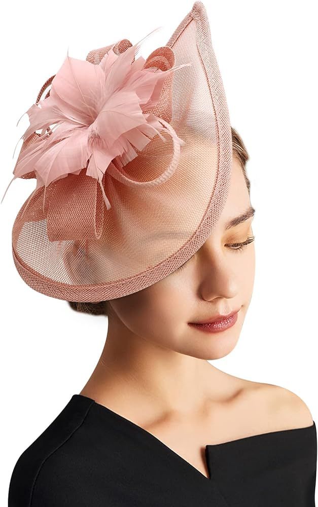 DRESHOW Fascinators Hat Flower Mesh Feathers Headband Hair Accessory Tea Party Wedding Cocktail H... | Amazon (US)