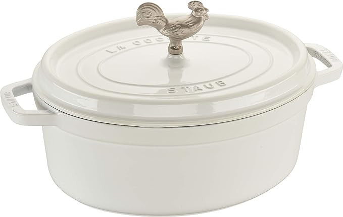 STAUB Cast Iron Dutch Oven 5.75-qt Coq au Vin Cocotte, Made in France, Serves 5-6, White | Amazon (US)
