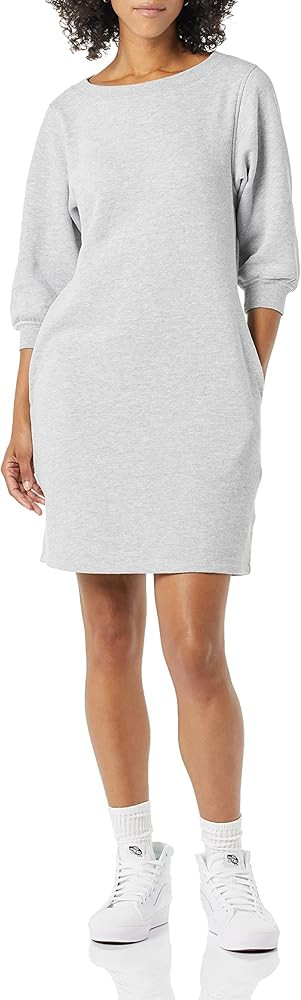 Amazon Essentials Women's Fleece Blouson Sleeve Crewneck Sweatshirt Dress (Available in Plus Size... | Amazon (US)