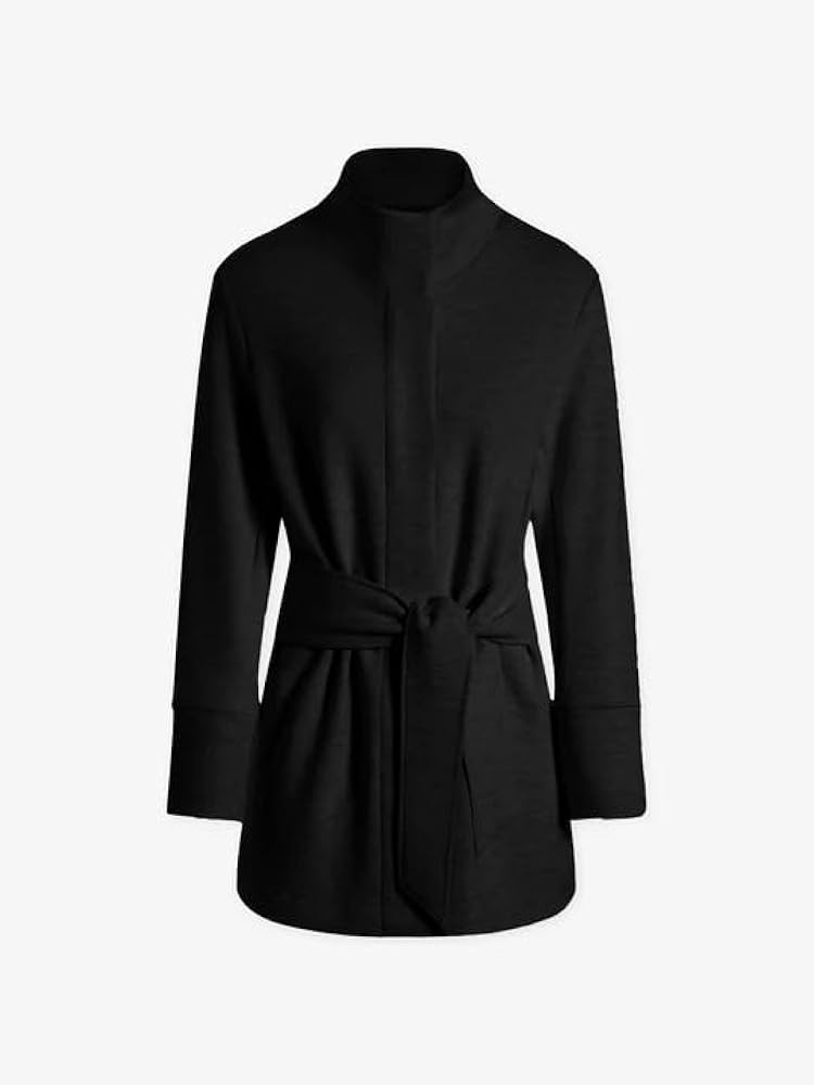 SeekMe Womens Transitional Wrap Jackets Travel Airport Outfit Stand Collar Long Sleeve Belted Ans... | Amazon (US)