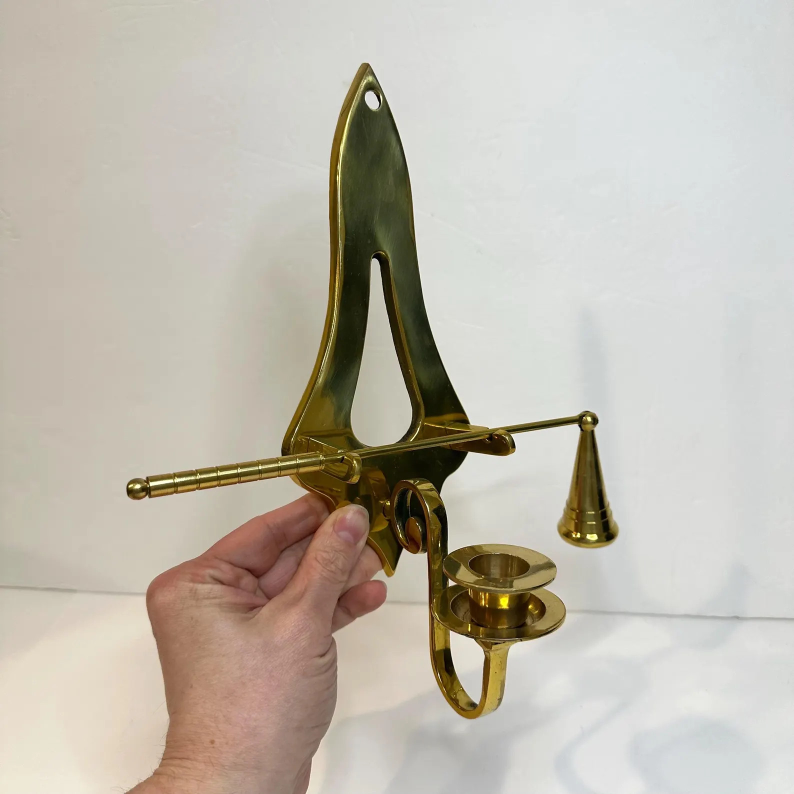 Vintage Mid Century Modern Brass Wall Sconce. Candle Holder with Snuffer. NEW | Etsy (Global)