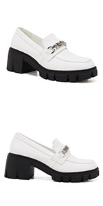 TINSTREE Faux Leather Chunky Platform Loafers for Women with Chain Slip On Slip on Round Toe Loaf... | Amazon (US)