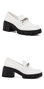 TINSTREE Faux Leather Chunky Platform Loafers for Women with Chain Slip On Slip on Round Toe Loaf... | Amazon (US)