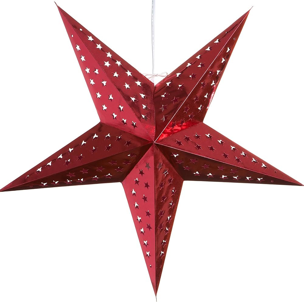 Hologram Red Paper Star Lantern with 12 Foot Power Cord Included | Amazon (US)