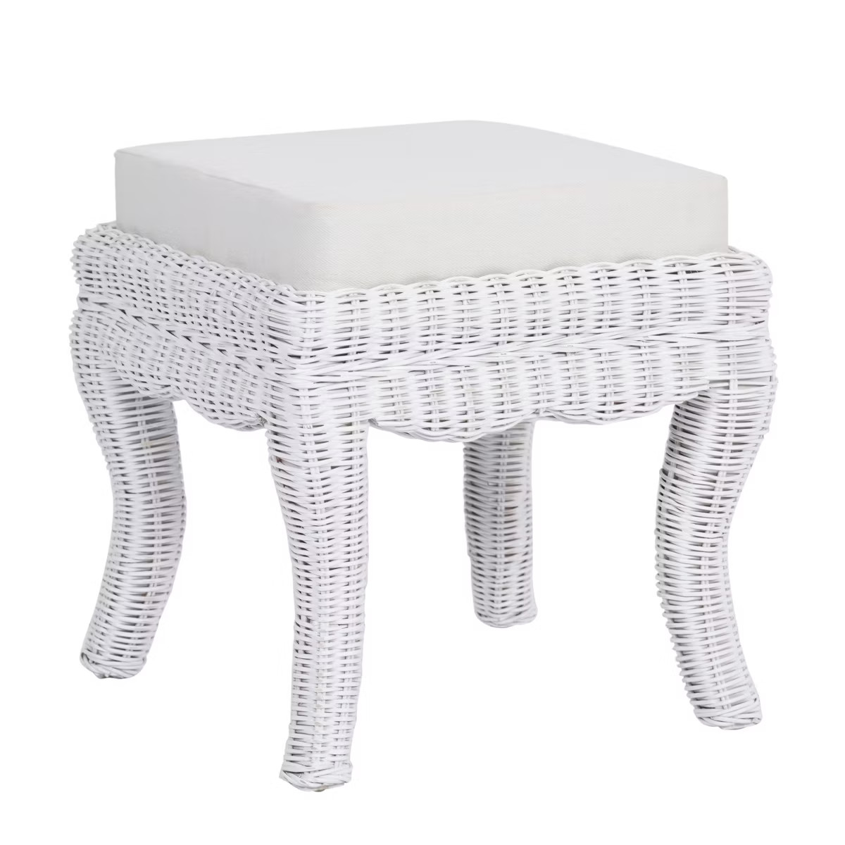 JONATHAN Y Rowan 19.7" Bohemian Designer Woven Rattan/Wood Ottoman Vanity Stool, White Cushion Se... | Target