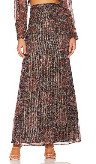 x REVOLVE Mareisa Metallic Maxi Skirt in Rust Floral Multi | Revolve Clothing (Global)