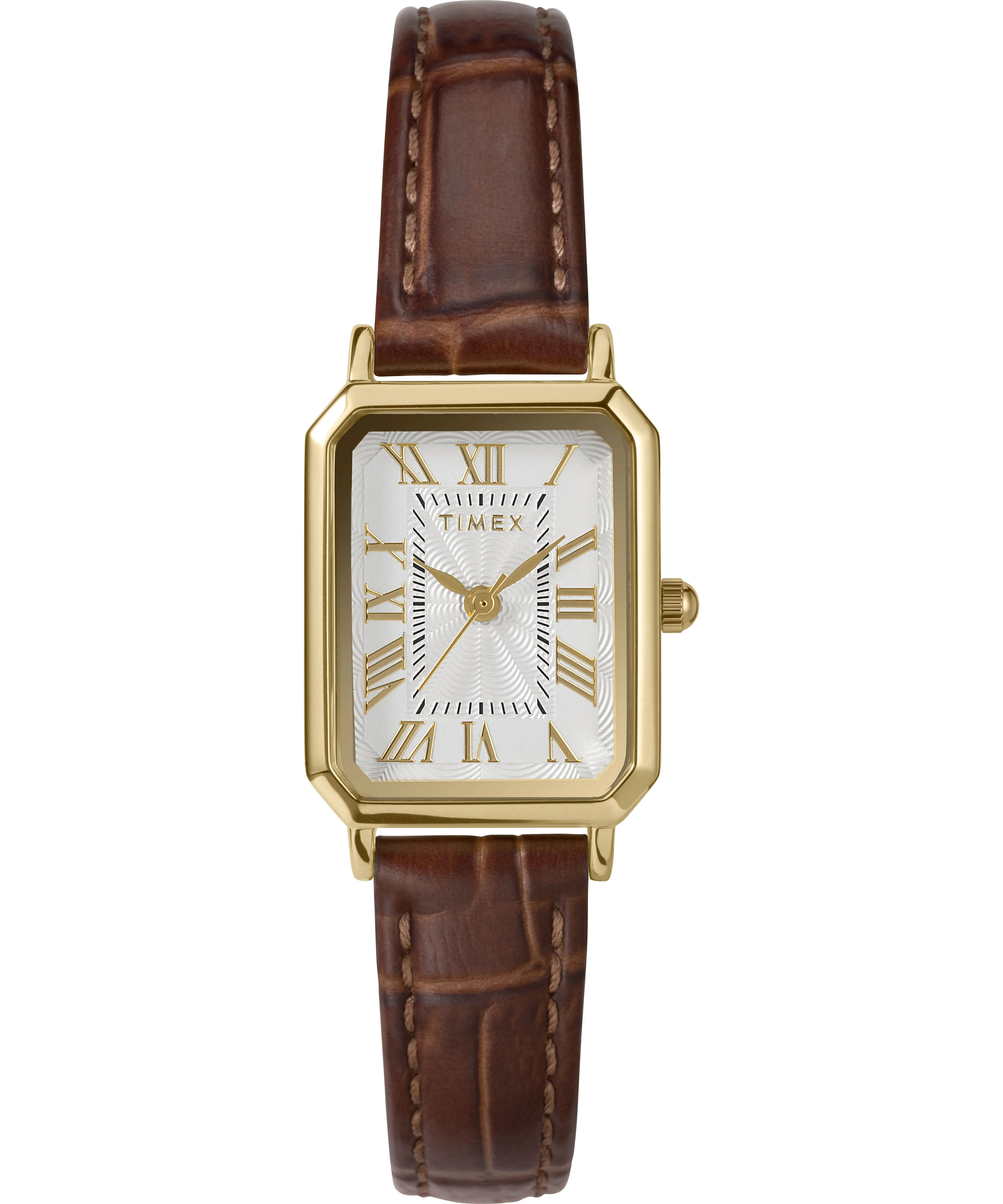 Timex Women's Gold tone case Brown Croco Grain Strap | Walmart (US)