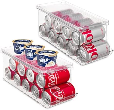 Set of 2 Stackable Refrigerator Organizer Bins Pop Soda Can Dispenser Beverage Holder for Fridge,... | Amazon (US)