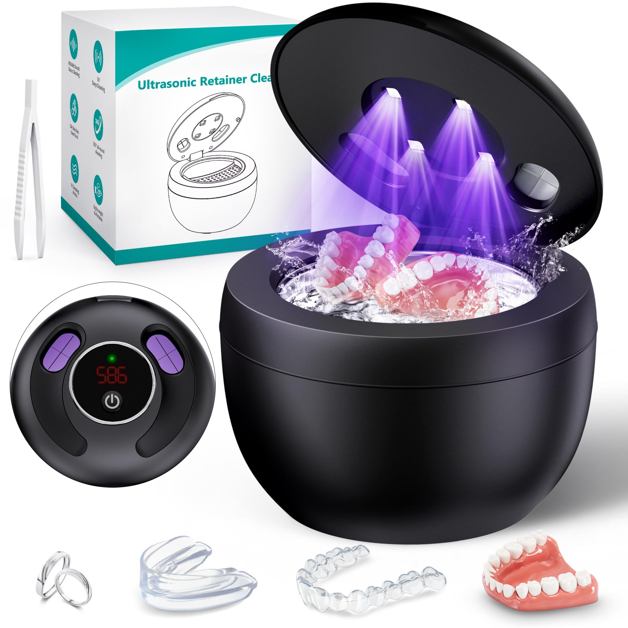 Upgraded Ultrasonic Retainer Cleaner Machine, 45kHz Ultrasonic Dentures Cleaner for Night Guards,... | Amazon (US)