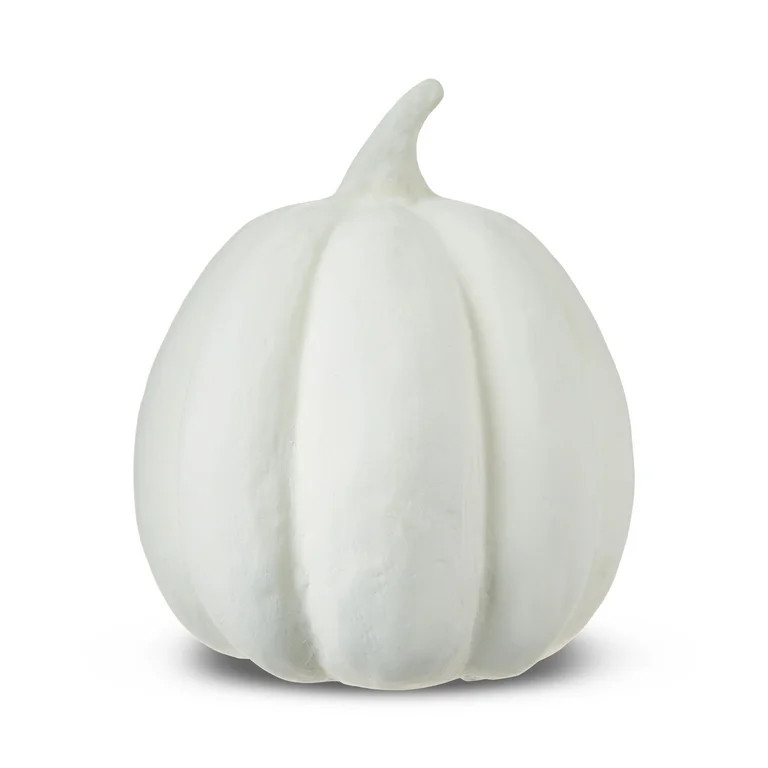 Paper Mache Pumpkin White Tabletop Decor, 8" Height, Fall by Way To Celebrate | Walmart (US)
