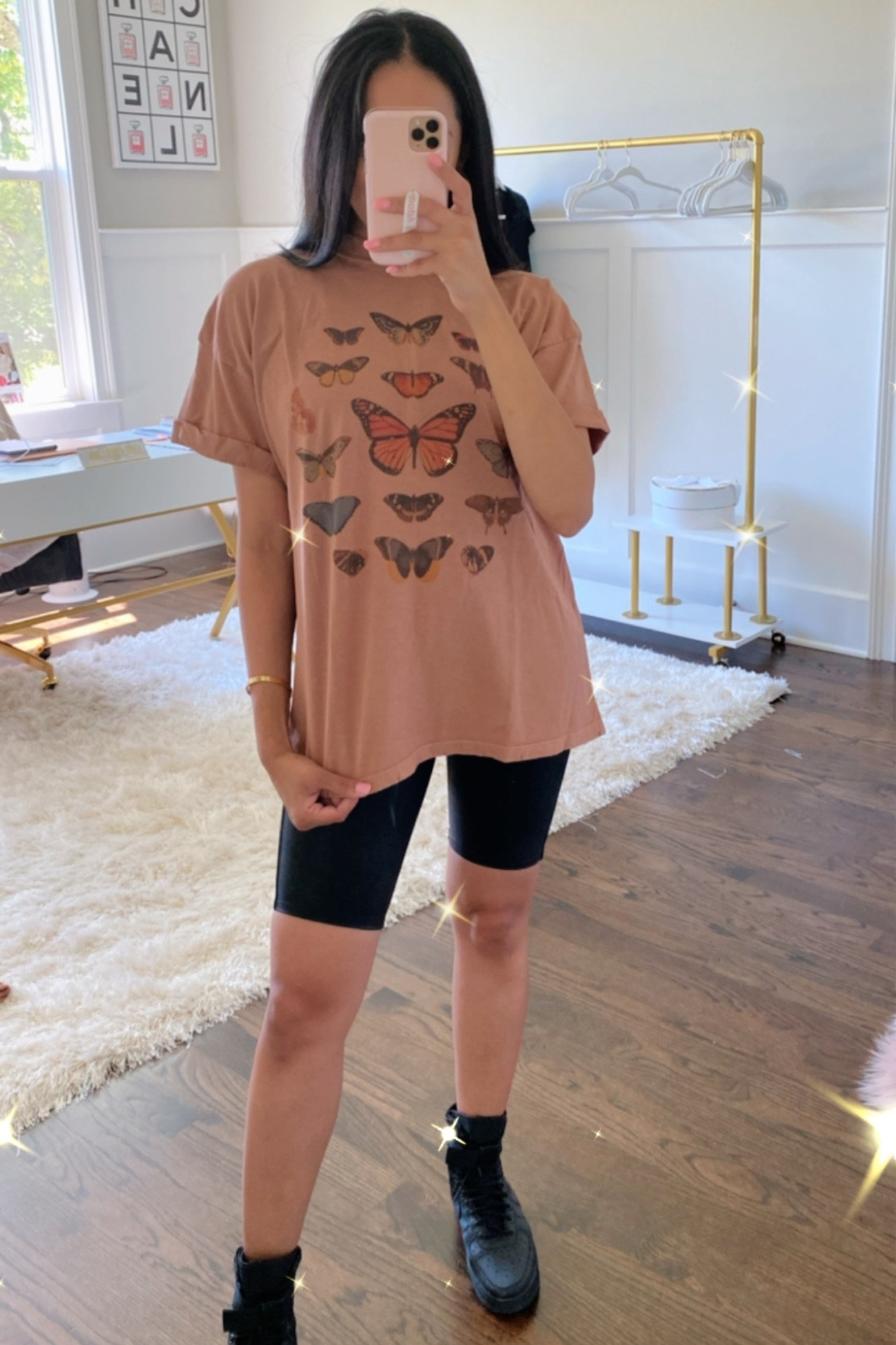 Butterfly graphic tee biker shorts 

#LTKstyletip #LTKsalealert #LTKunder50