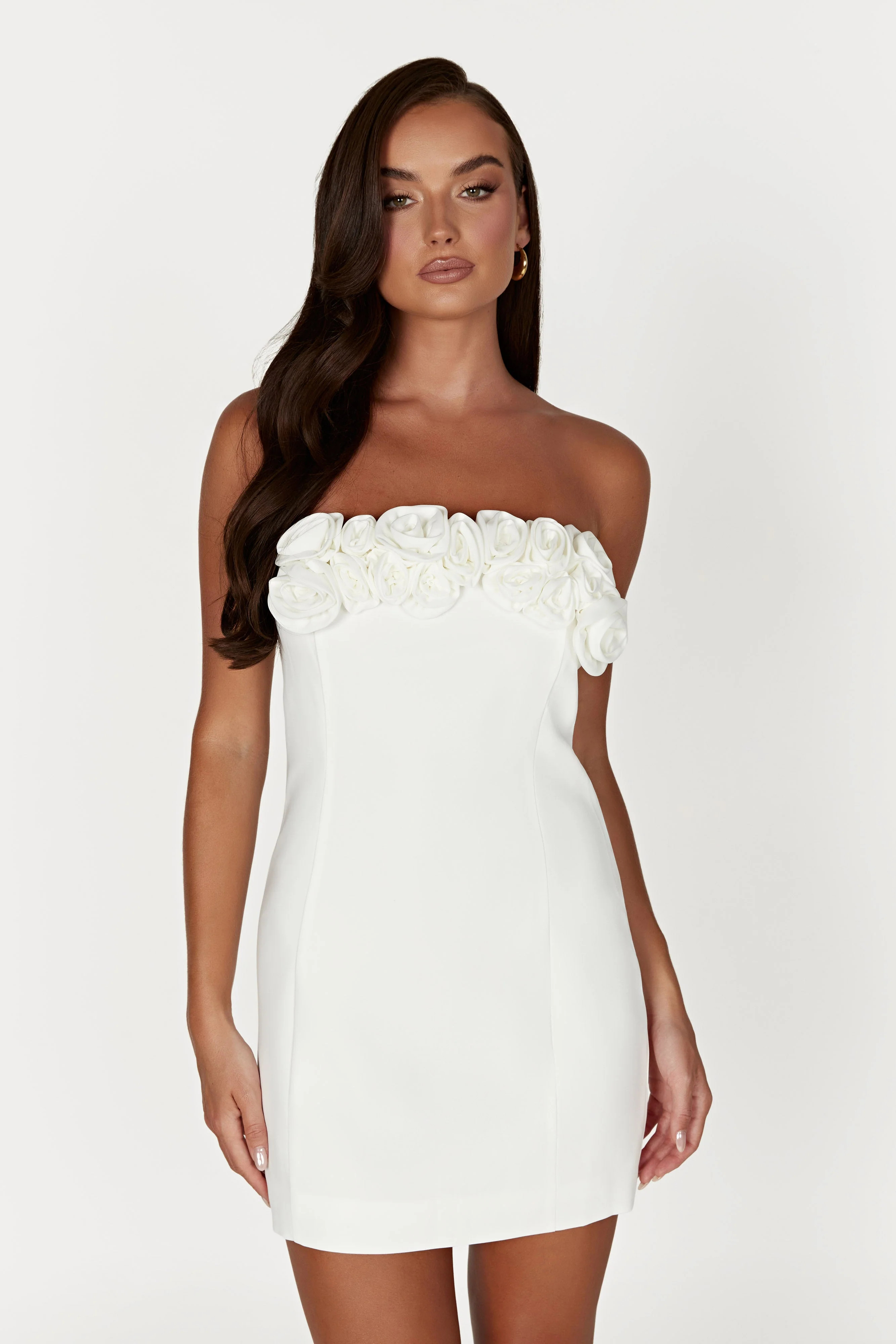 Brooks Rose Mini Dress - White | MESHKI US