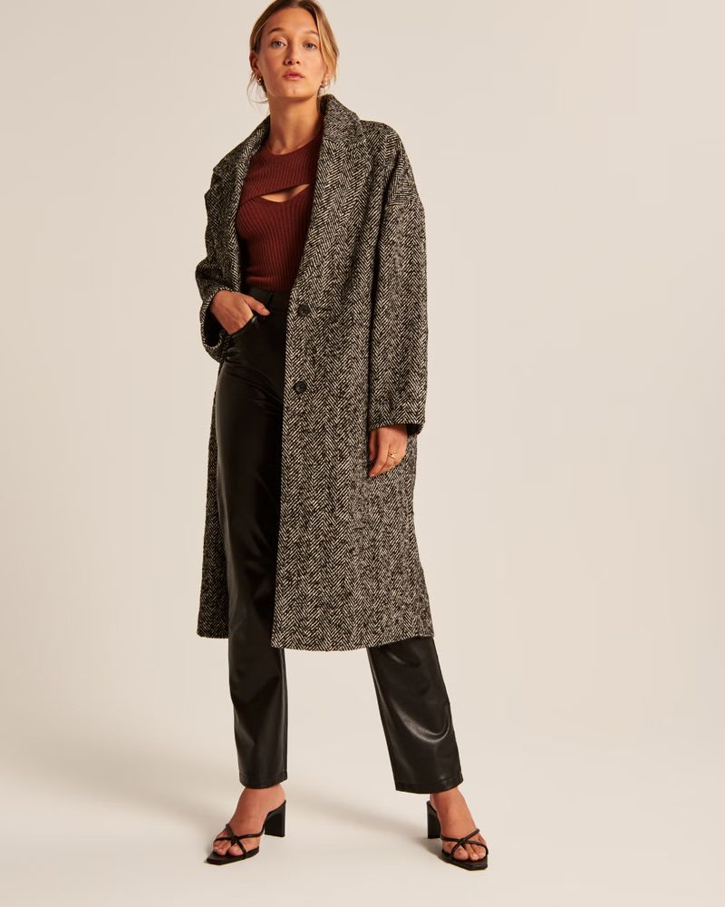 Women's Slouchy Textured Dad Coat | Women's Clearance | Abercrombie.com | Abercrombie & Fitch (US)