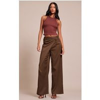Tall Khaki Woven Wrap Front Pants | PrettyLittleThing US