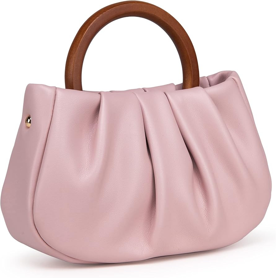 Milan Chiva Cloud Bag Mini Top Handbag Dumpling Clutch Purses with Wooden Handle and Removable St... | Amazon (US)