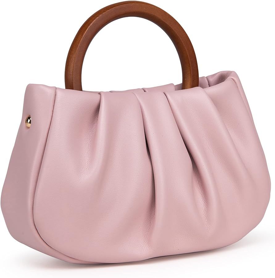 Milan Chiva Clutch Purses for Women Small Handbags Dumpling Mini Cloud Bag with Wooden Handle | Amazon (US)