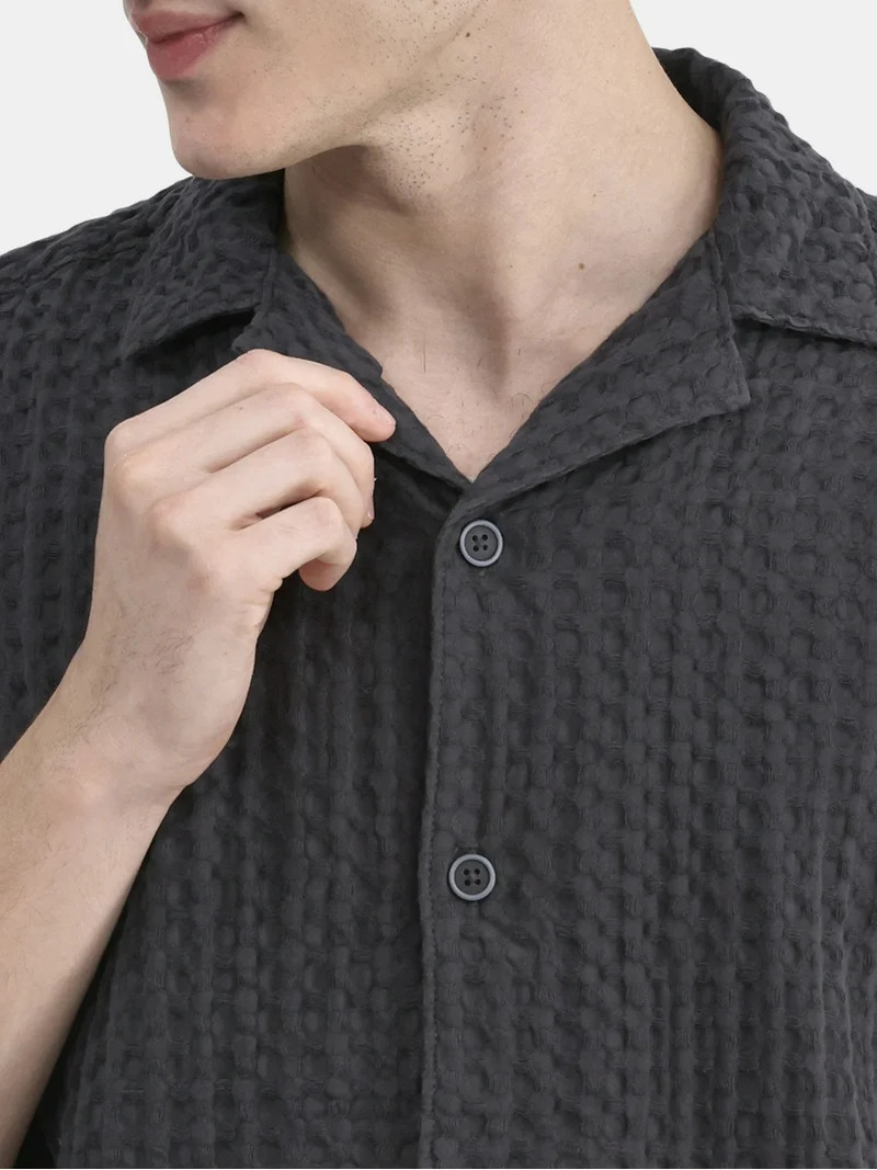 No Boundaries Men's & Big Men's Short Sleeve Textured Waffle Shirt, Sizes XS-5XL | Walmart (US)