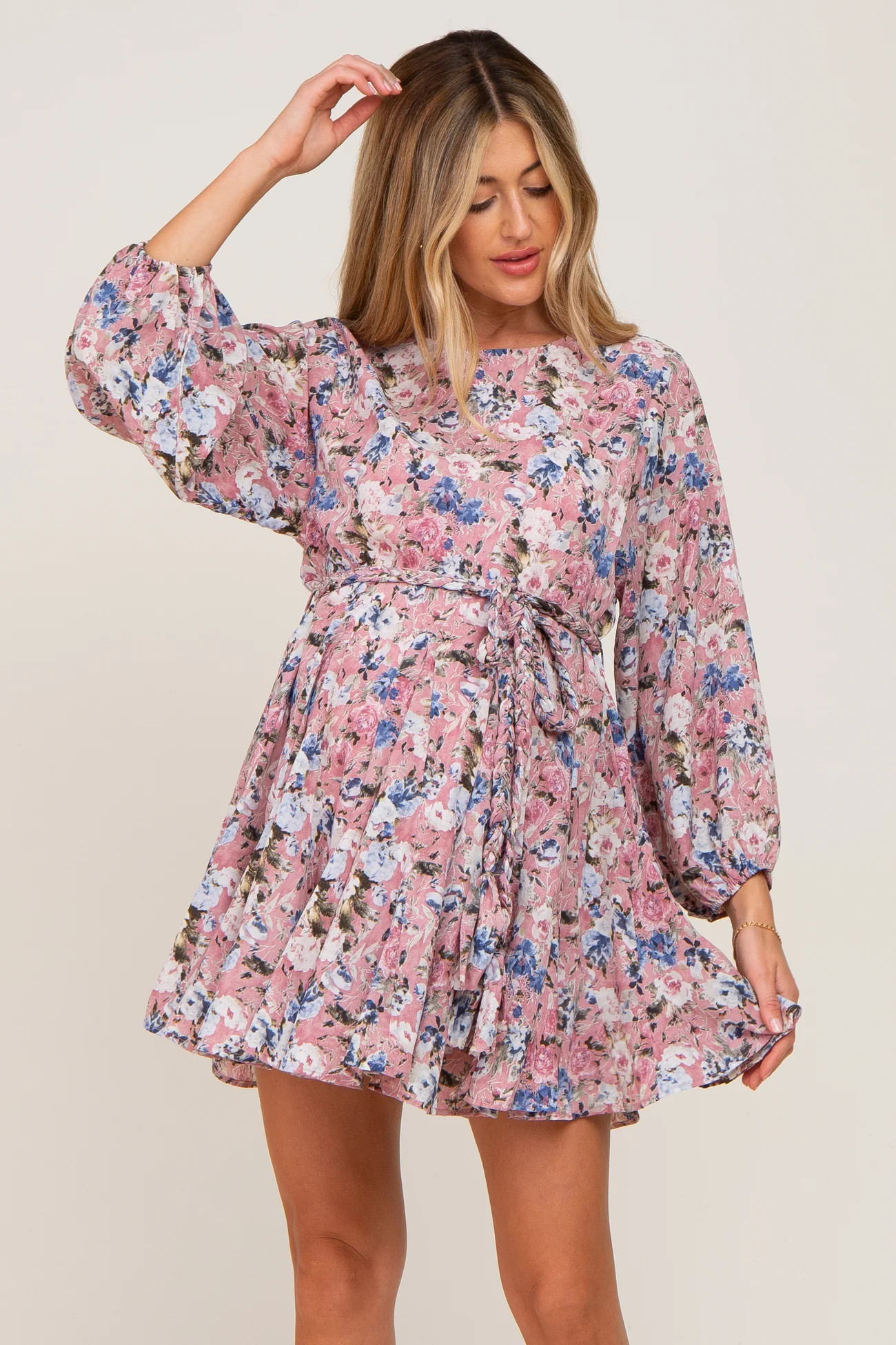 Mauve Floral Maternity Mini Dress | PinkBlush Maternity