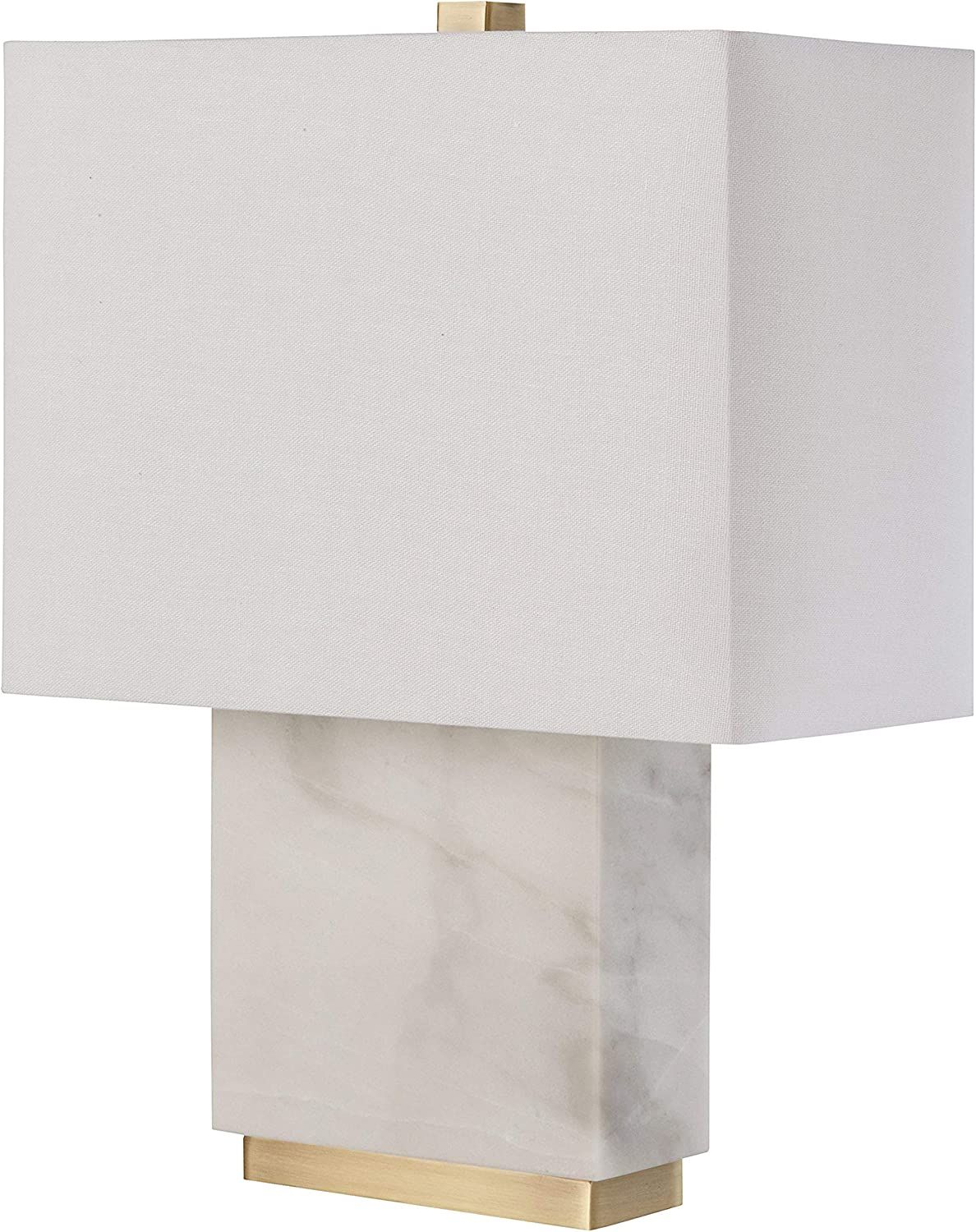 Rivet Mid-Century Modern Rectangle Living Room Table Lamp with LED Light Bulb, 17"H, White Marble... | Amazon (US)