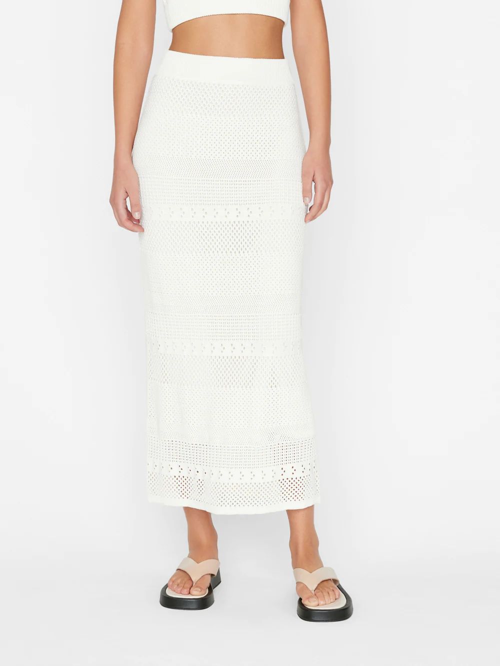 Crochet Pencil Skirt -- Off White | Frame Denim