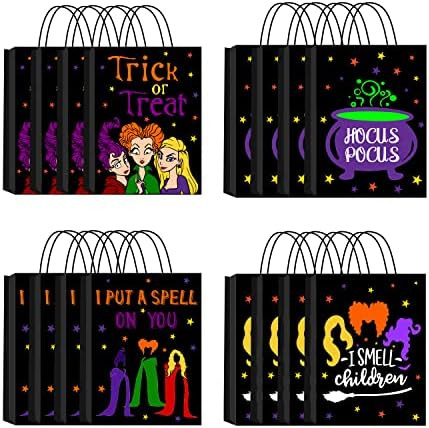 16Pcs Hocus Pocus Party Supplies Gift Paper Bags, 4 Styles Party Favor Bags with Handles for Hocus P | Amazon (US)