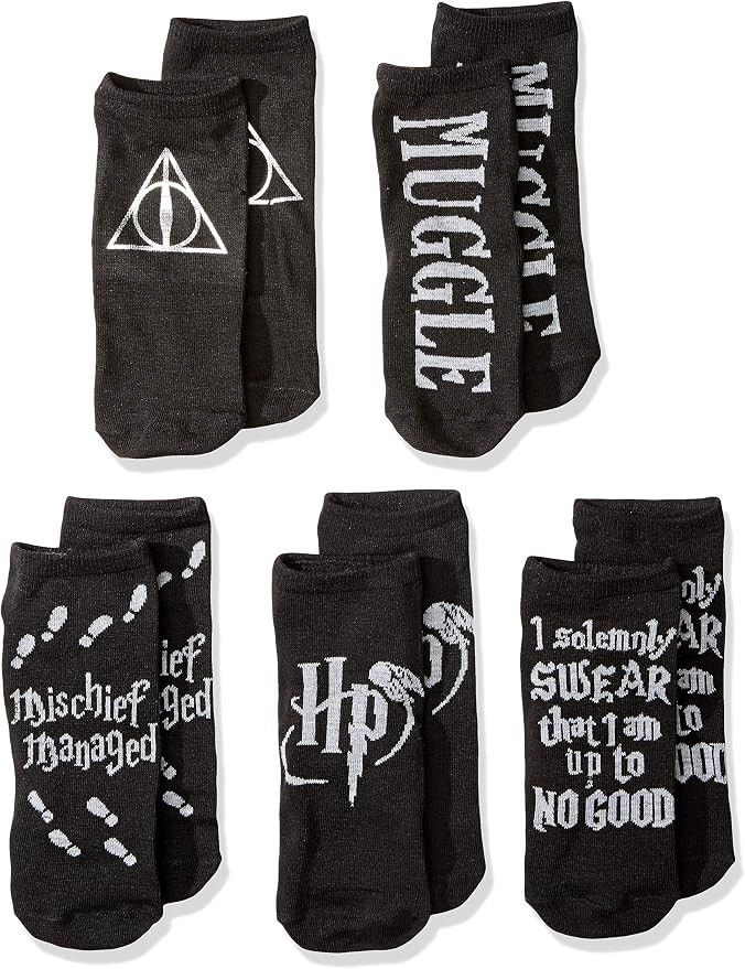 Harry Potter Foil Deathly Hallows Mischief Managed 5 Pack Ankle Socks | Amazon (CA)