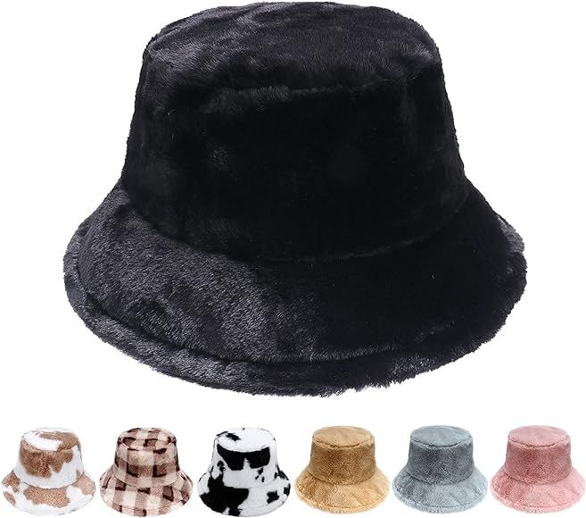 K·K Winter Bucket Hat - Fluffy Fisherman Hat Faux Fur Warm Hat Fuzzy Furry Bucket Hat for Women Men | Amazon (CA)