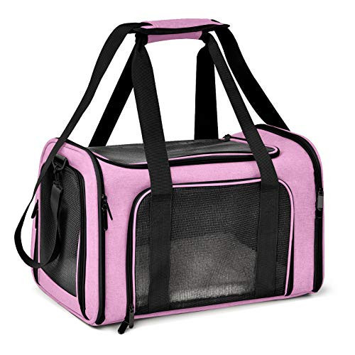 Henkelion Pet Carrier for Small Medium Cats Dogs Puppies up to 15 Lbs, TSA Airline Approved, Soft Sided, Collapsible Travel - Pink | Amazon (US)