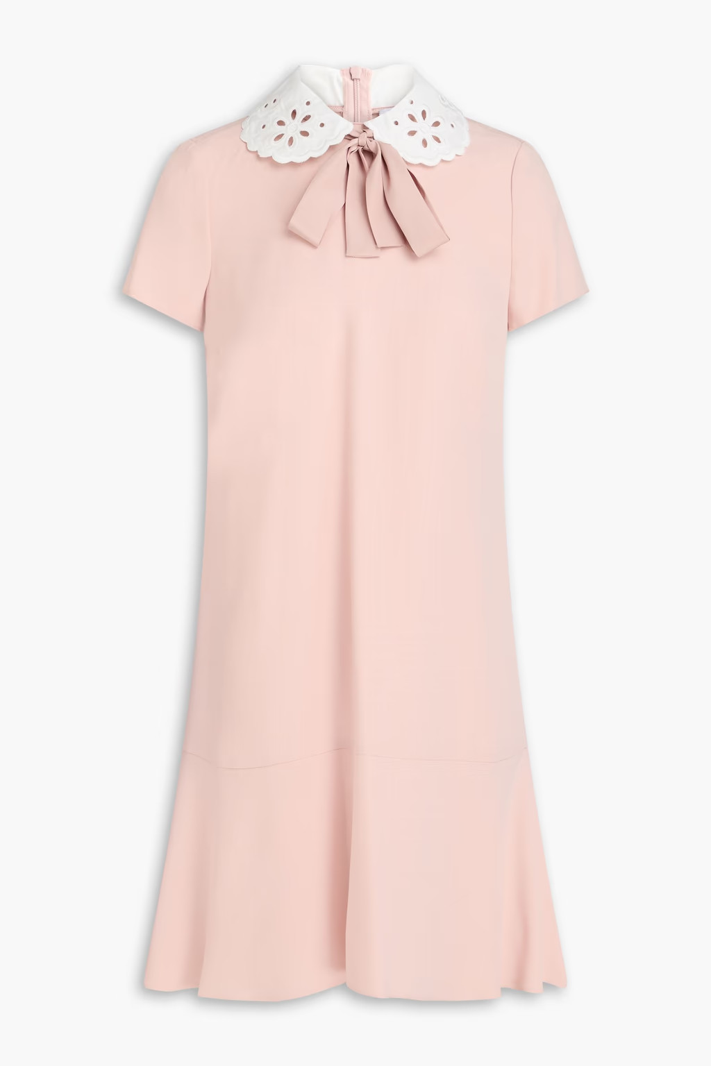 Broderie anglaise-trimmed crepe mini dress | The Outnet (US and CA)