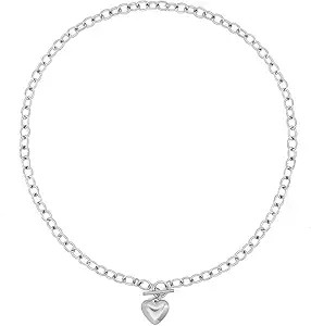 FUTIMELY Gold-Plating Heart Chunky Choker Necklaces,14K Punk Puffy Love Thick Chain Pendant Neckl... | Amazon (US)