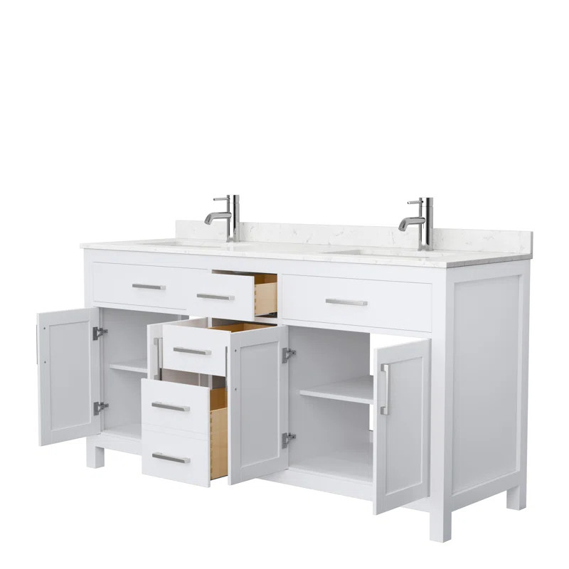 Beckett 66'' Free-standing Double Bathroom Vanity with Marble Vanity Top | Wayfair North America