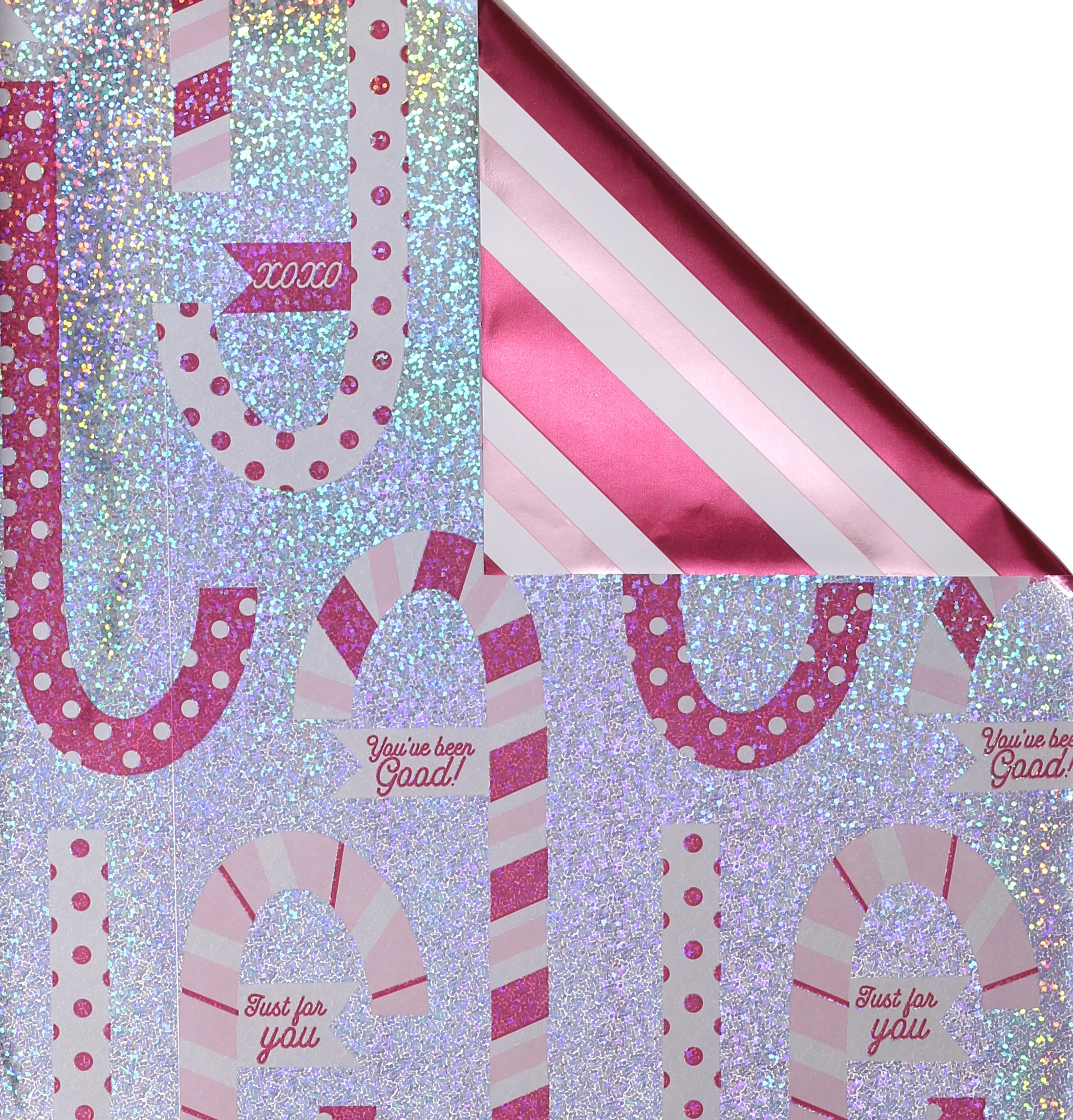 Holographic Candy Canes Assorted Color Premium Reversible Christmas Gift Wrap (50 sq ft), by Holi... | Walmart (US)