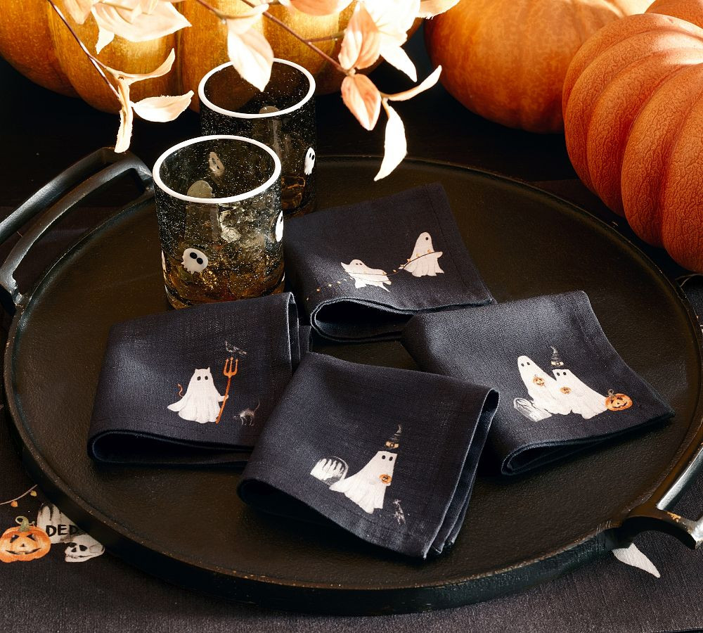 Scary Squad Organic Cotton Cocktail Napkins - Mixed Set of 4 | Pottery Barn (US)