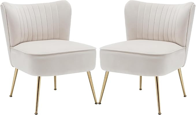 ABET Accent Chairs Set of 2, Velvet Armless Living Room Chairs with Tufted Wingback Thicken Cushi... | Amazon (US)