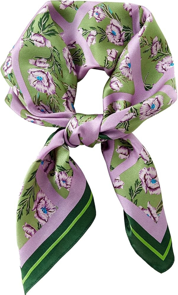 100% Mulberry Silk Square Scarf 27''x27'' Neck Scarf Hair Scarf Headscarf Bandanas for Women | Amazon (US)