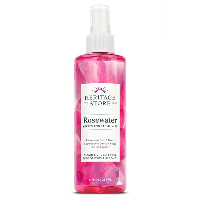 HERITAGE STORE Rosewater Spray | Hydrating Mist for Skin & Hair | No Dyes or Alcohol | Vegan | 8 ... | Amazon (US)