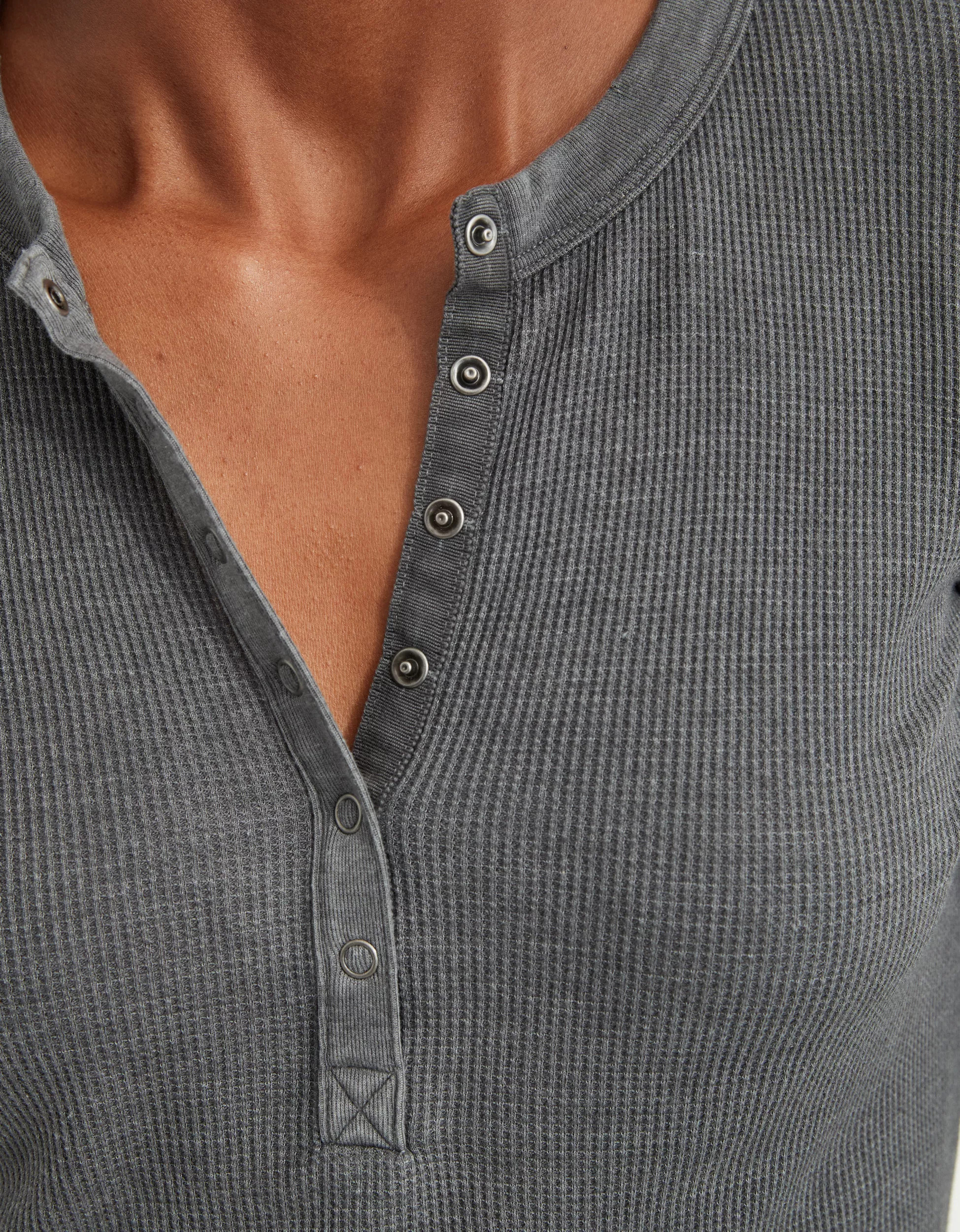 Aerie Waffle Long Sleeve Henley T-Shirt | American Eagle Outfitters (US & CA)