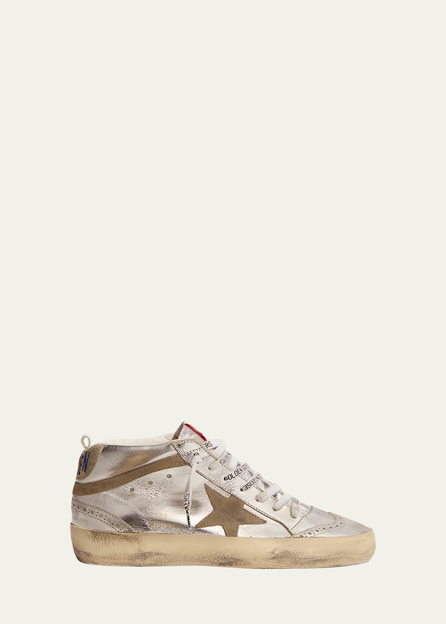 Golden Goose Mid Star Laminated Upper And Spur Suede Star And Wave Sneakers | Bergdorf Goodman