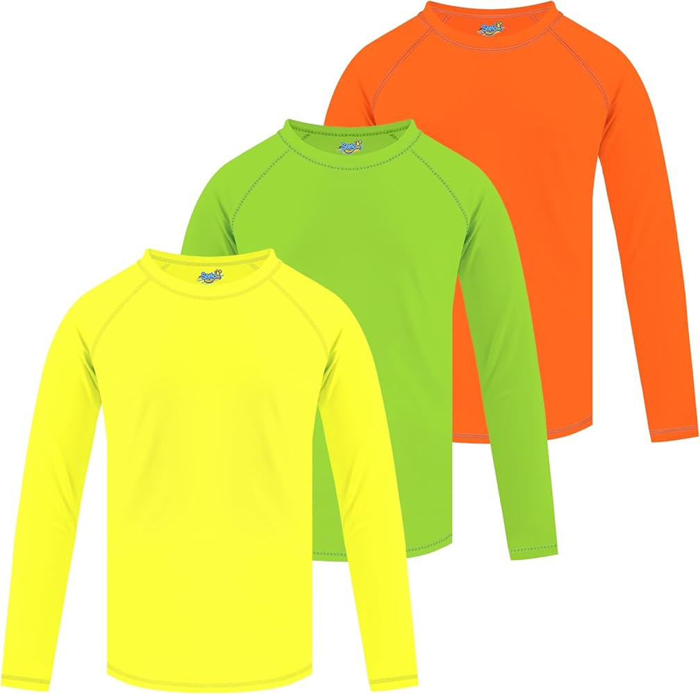 3 Pack Boys Rash Guard Swim Shirt Long Sleeve UPF+ 50 Sun Swimwear for Toddler Kids Rashguard Wat... | Amazon (US)