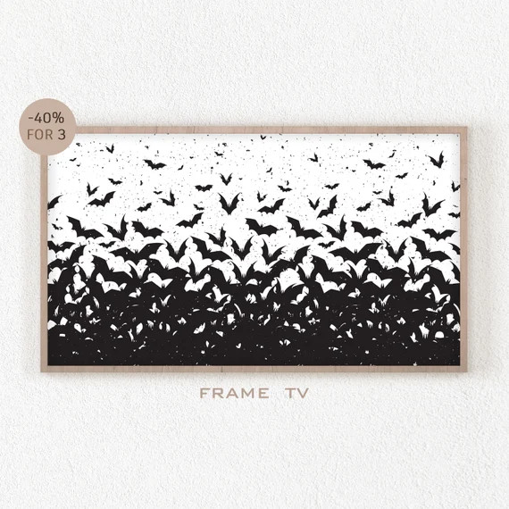 Samsung Frame TV Art Halloween Black Bats 4k Modern Wall Art | Etsy | Etsy (US)