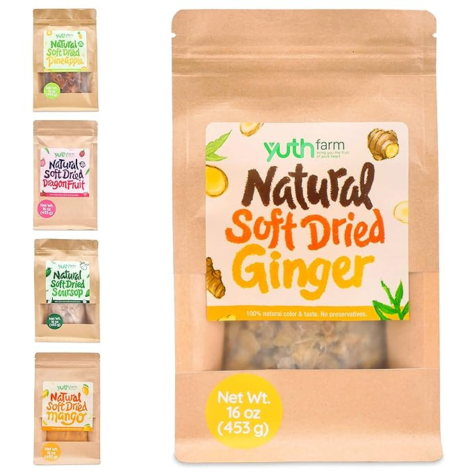 Yuthfarm – Soft Dried Ginger 16 Oz On The Go Pack – Organic Dried Ginger, Dried Fruit Snacks,... | Amazon (US)