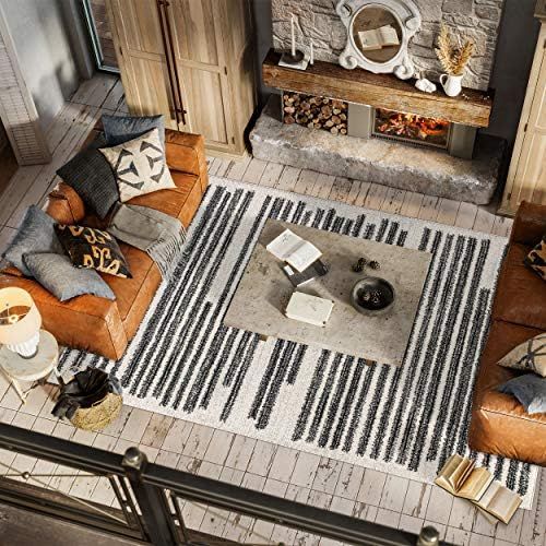 JONATHAN Y, Non Shedding Khalil Modern Berber Stripe Rug Bohemian Bedroom Kitchen Living Room, 8 X 1 | Amazon (US)