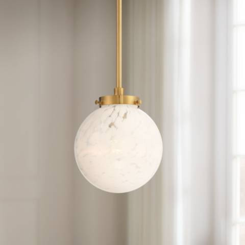 Candida 7"W Warm Brass and Glass Globe Mini Pendant Light | LampsPlus.com