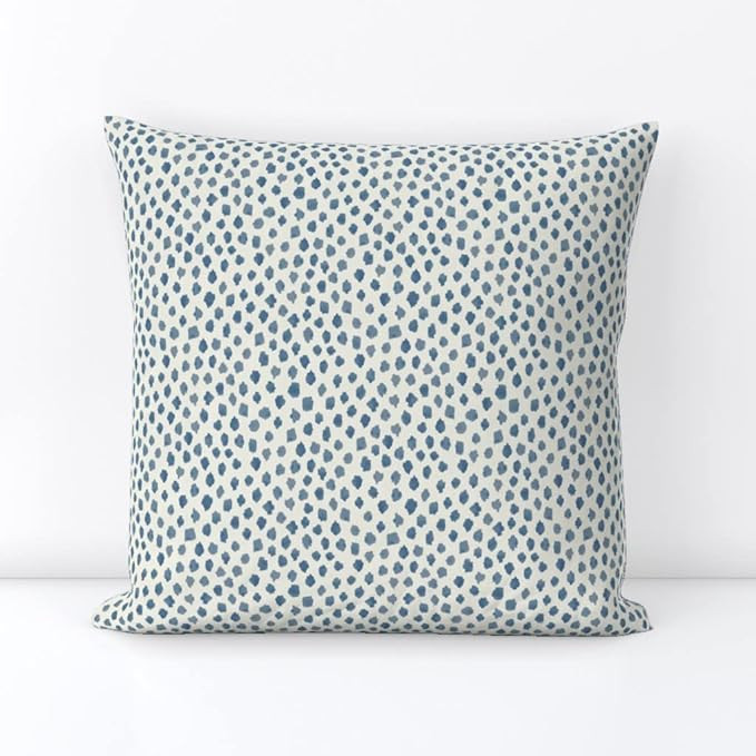 Spoonflower Square Throw Pillow, 18", Linen Cotton Canvas - Blue Spots Top Animal Dots Watercolor... | Amazon (US)