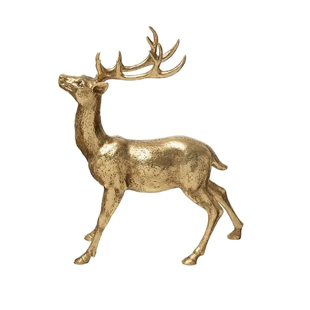Gold Finish Decorative Deer Standing | Antique Farm House