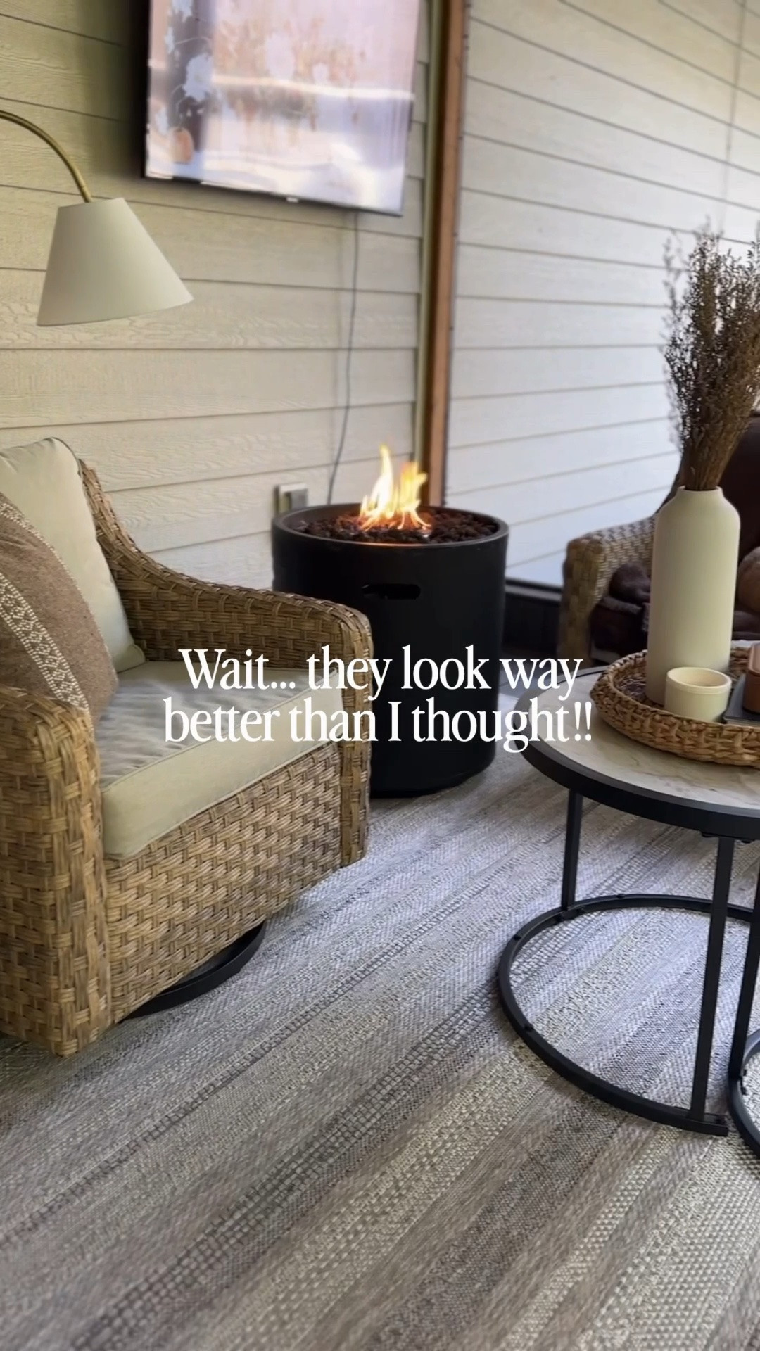 Every year when u take the covers off, I can’t believe they still look this good! 
My little ol’ Walmart set has the best quality I’ve ever had! 👏

#porchgoals #patio #walmartpatio #wickerpatio