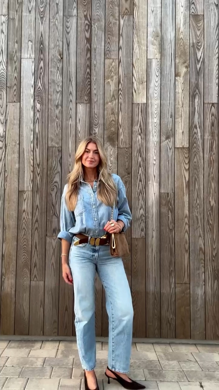 Denim on denim outfit! 
Top: runs oversized 
Denim: run TTS
Shoes: on sale!


#LTKCon